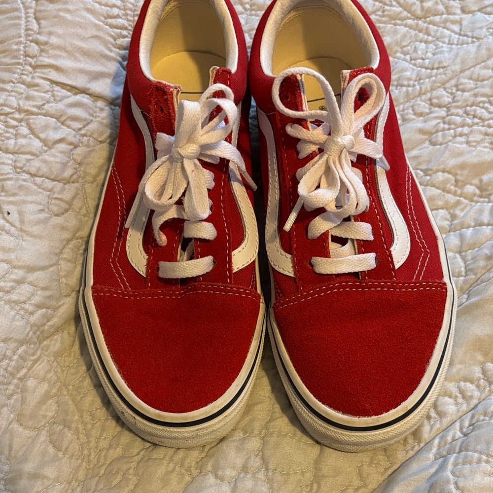 Vans Kids Red and White Sneakers